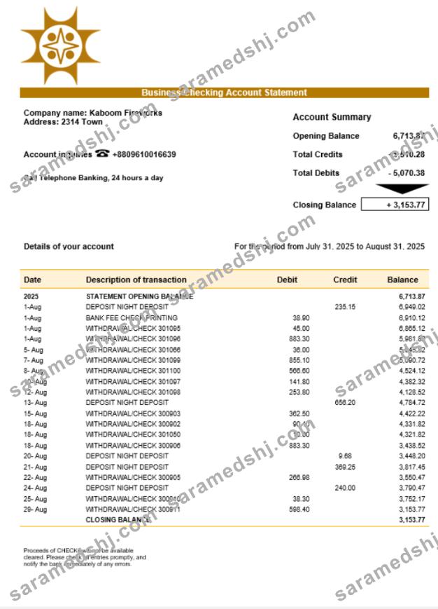 Sonali company statement Word and PDF format